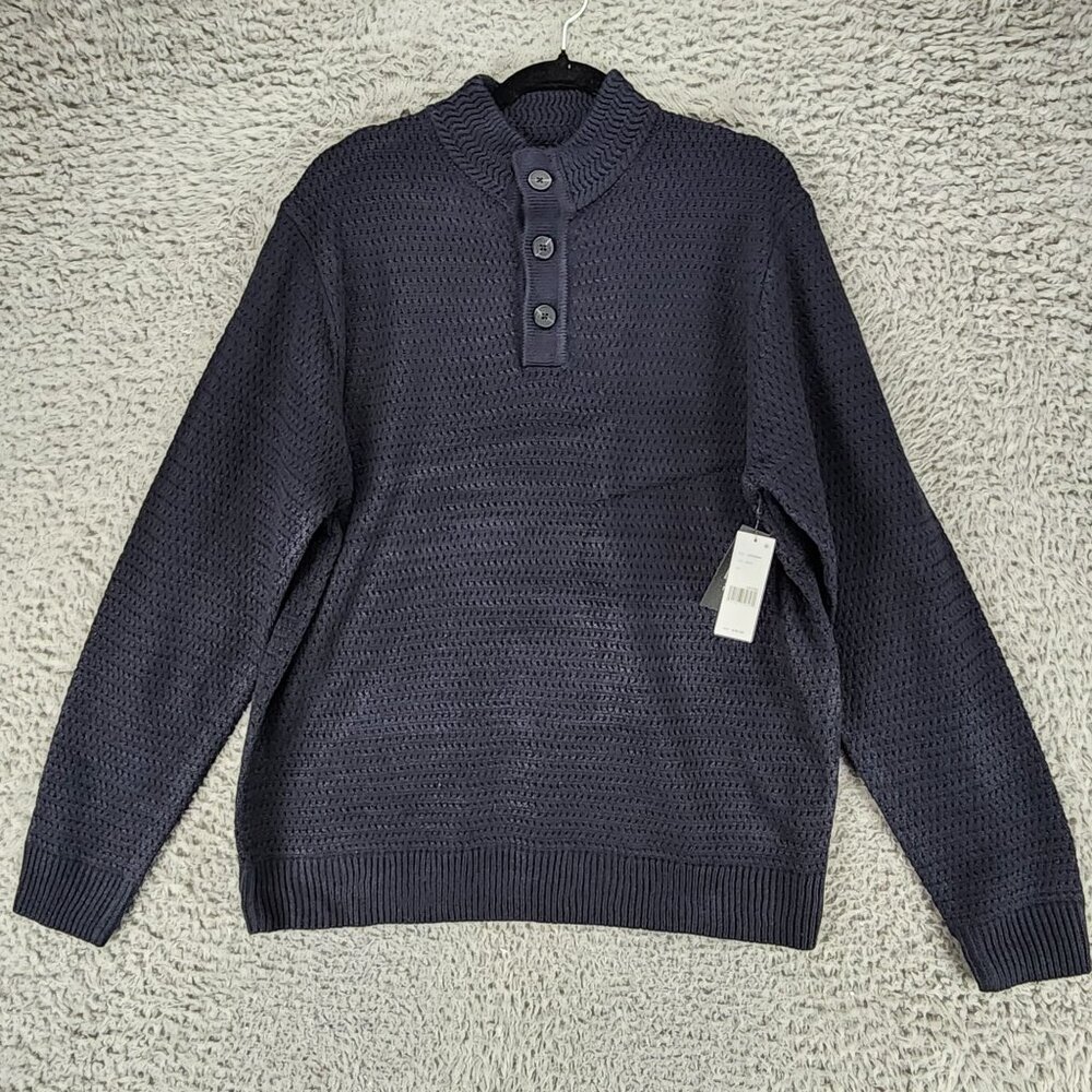 Liverpool Sweater Mens Large Blue Long Sleeve 1/4 Button  *NWT*